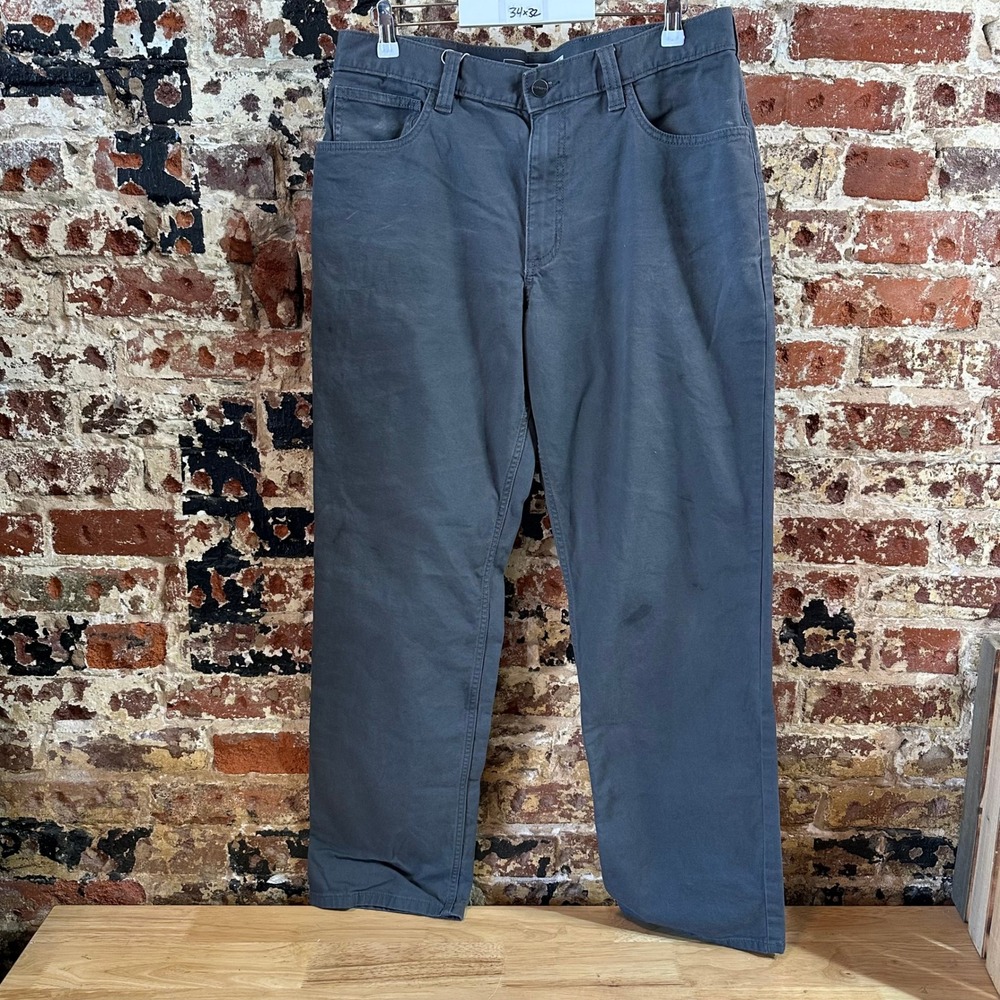 Carhartt Canvas Utility Gray Relaxed Fit Men's 34x32 Work 5 pocket